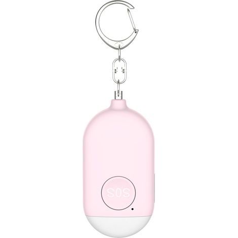130dB USB rechargeable personal alarm with LED flashlight, waterproof, self-defense, and personal safety features for women, children, and the elderly, pink (1/5)