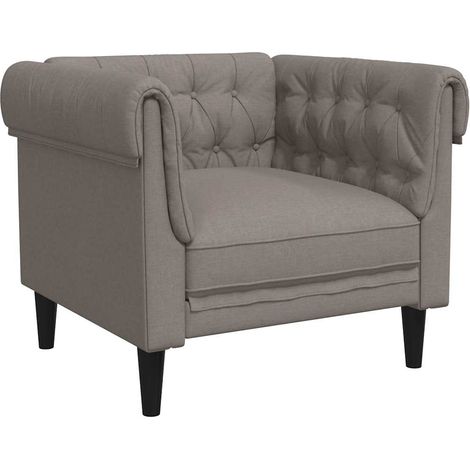 Fauteuil de Salon，Chaise，Fauteuil Chesterfield taupe tissu CFW919336 (1/5)