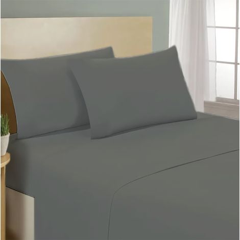 Lenzuolo letto sotto con angoli 100% puro cotone Made in Italy tinta unita Tortora - 1 Piazza e mezza francese