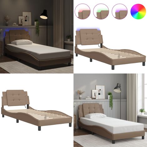 Cadre de lit avec LED sans matelas Zadar cappuccino 80x200 cm - Cadre de lit - Coussin de tête de lit (1/5)