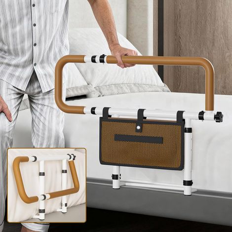 Barrière de Lit Adulte Pliable, Barre d’Appui Réglable en Hauteur et Largeur, Poignées Antidérapantes, Poche de Rangement, Aide pour Se Lever du Lit pour Personnes Âgées (1/5)
