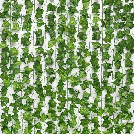 Lierre Artificiel Guirlande 12 Pièces 26.4m – Faux Lierre Vert Réaliste pour Décoration Cuisine, Mariage – Durable et Réutilisable