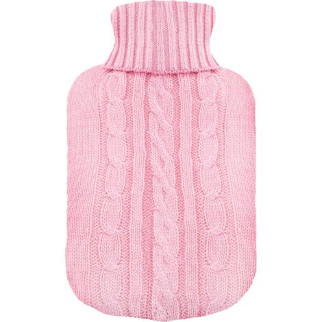 Couverture tricotée pour bouteille d'eau chaude Isolant tricoté rose - Couverture uniquement (bouteille d'eau chaude non comprise)
