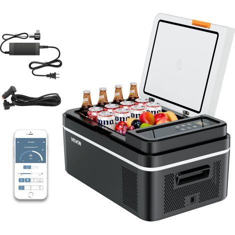 Glacière Électrique à Compression de Voiture 20 L, Réfrigérateur Portable Contrôle via APP,12/24 V DC et 100-240 V AC, Mini Frigo Auto -20 °C à 20 °C pour Camping Voyage Plage Bateaux Pêche (1/5)