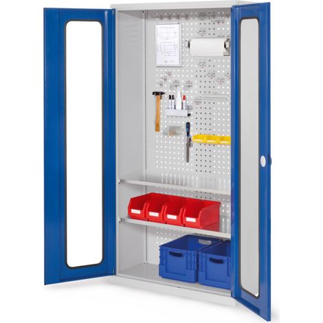 Kappes ®RasterPlan Werkzeugschrank 1950x1000m Modell 5 Tiefe 410mm Sichtfenstertüren enzianblau