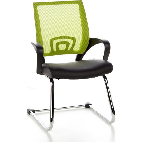 Konferenzstuhl / Freischwinger / Stuhl VISTO NET V Netzstoff schwarz / grün Chrom hjh OFFICE