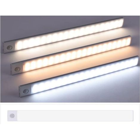 Barre LED - 50 cm - Capteur de mouvement - Lumière tricolore réglable - Rechargeable - Pour armoire placard (1/4)