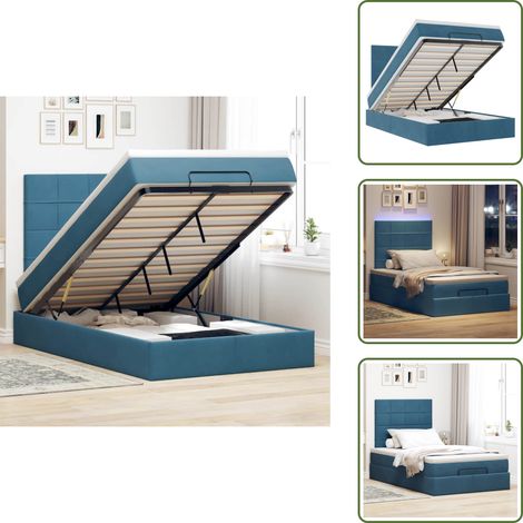 Coprimaterasso - vidaXL Struttura Letto Pouf con Materassi 120x190 cm Velluto - Luci a LED