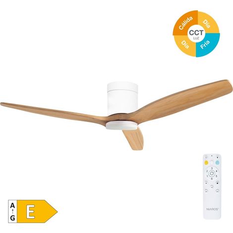 Ventilatore da soffitto intelligente "Kasama" con luce LED dimmerabile e telecomando (40W 3CCT 1534lm) bianco e effetto legno