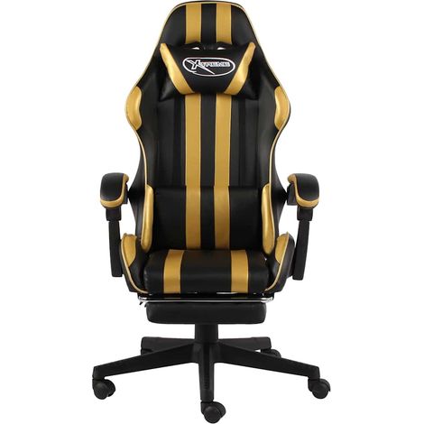 Maison Exclusive - Gaming-Stuhl mit Fußstütze Schwarz und Golden (1/5)