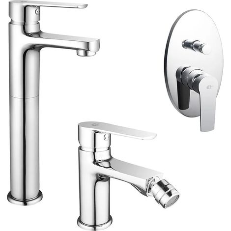 Set miscelatori lavabo alto bidet e doccia incasso con deviatore Juliette (1/5)