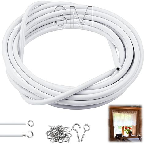 3m Câble pour Rideaux Fil Rideau avec 8 Paires Crochet a Visser (1/5)