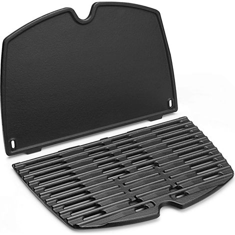 7645 Grille de cuisson en fonte pour Weber Q200, Q220, Q2000, Q2200 Series, 27,3 x 38,9 cm, pièces de rechange pour barbecue Weber Grill avec pièces de rechange (6559+7645)
