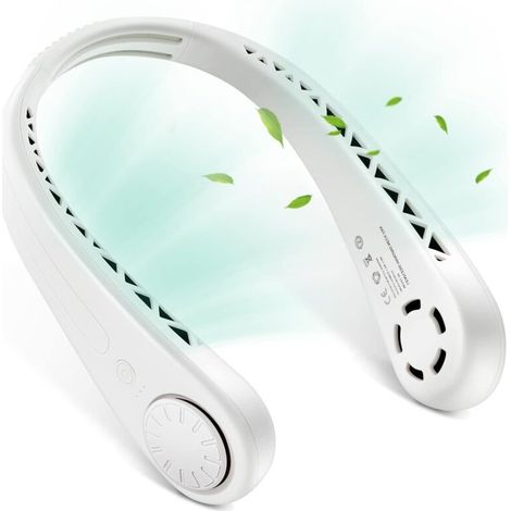 Ventilateur de cou à suspendre sans pales - Mains libres - Rechargeable - 3 vitesses - Pour casque - Portable