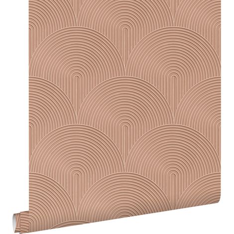 papier peint effet 3D rose terracotta - ESTAhome (1/5)