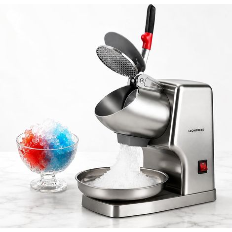 Rasoir à Glace, concasseur à Glace électrique pour Usage Domestique et Commercial, Sortie de Glace améliorée de 16 cm de Haut, Deux Lames, 65 kg/h, Argent (1/5)