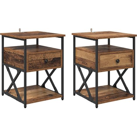 Maison Exclusive - Nachttisch 2 pcs Altholz 40 x 42 x 55 cm Holzw