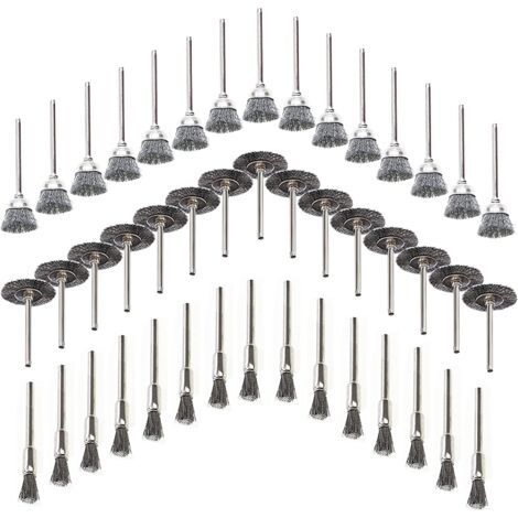 45 pièces Brosses Métalliques, Fil d'acier Inoxydable Métallique de Forage Brosses Rotatifs, pour Métal pour Perceuse Outils, Polissage, Dérouillage, Bois en Ébarbage (1/5)