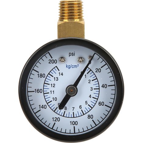 Manomètre radial 50mm 1/4NPT pour huile gaz hydraulique, indicateur de pression 0-200psi 0-14kg/cm² (1/5)