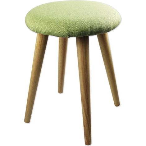 King Home GREEN KD STOOL Baumwollsitz + 4 Holzbeine CM 31X31X44 (1/4)