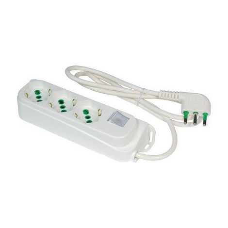 MULTIPRESA BIPASSO SCHUKO + INT.LUM RETAIL FME - BIANCO POSTI 3 2P+T 16A n°XMMQ 3X10 MT 15- 2 pezzi