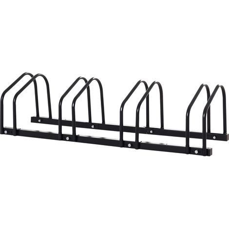 HOMCOM Fahrradständer Radständer Mehrfachständer Aufstellständer Fahrrad Ständer wetterfest langlebig Boden- und Wandmontage Stahl bis 4 Fahrräder Schwarz 110 x 33 x 27 cm