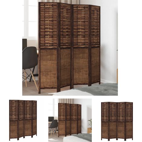 The Living Store 4-tlg. Raumteiler Dunkelbraun Massivholz Paulownia - Raumteiler (1/5)