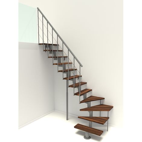 Minka Mittelholmtreppe Comfort Top Turn 37 - 312cm Geschosshöhe Walnuss Grau