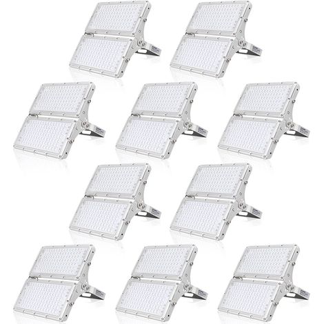 Projecteur LED 200W 10PCS, Lampadaire Intérieur Extérieur 20000LM, Spot Extérieur IP66, Eclairage de Sécurité Blanc Froid 6000-6500k, Idéal pour Jardin, Garage, Route