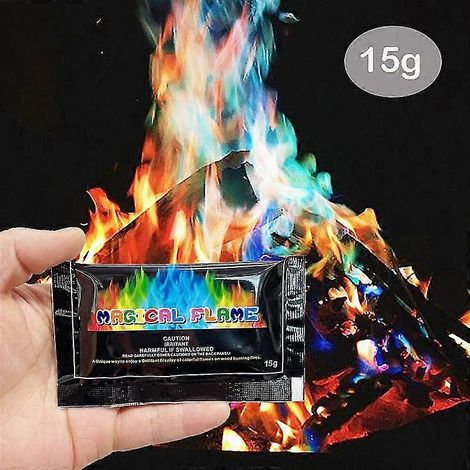 10 sachets de poudre magique à flammes changeantes pour foyers feux de camp et cheminées extérieures - 15 g (1/5)