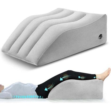 Coussin de surélévation veineuse, Coussin Gonflable de surélévation des Jambes, Coussin cale Confortable pour Le Sommeil, améliore la Circulation Sanguine Gris,portabilité (1/4)