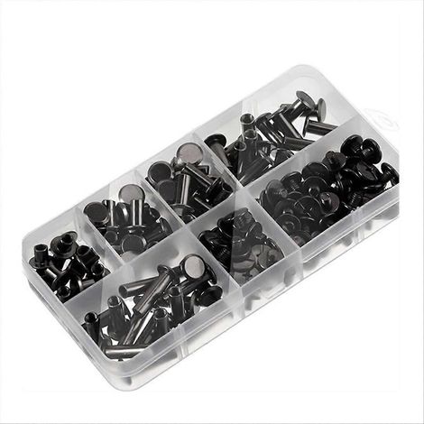 90-teiliges Set aus schwarzen und grauen Chicago-Schrauben, für Lederreparaturen, DIY-Projekte, Bastelbefestigungen, komplettes Set an Reißverschlussanhängern (1/5)