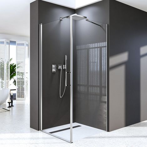 Duschkabinen Schwingtür 80x90 cm Eckeinstieg mit Seitenwand Duschkabine Pendeltür Drehtür 80cm mit Seitenwand 90cm Duschabtrennung Pendeltür Komplett Dusche 6mm NANO EGS Glas Duschwand Höhe 195cm