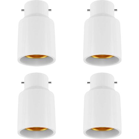 4PCS B22 to E27 Light Socket Adapter, Bayonet to Screw Bulb Converter Lamp Holder Adaptor for LED, CFL & Incandescent Bulbs (1/5)