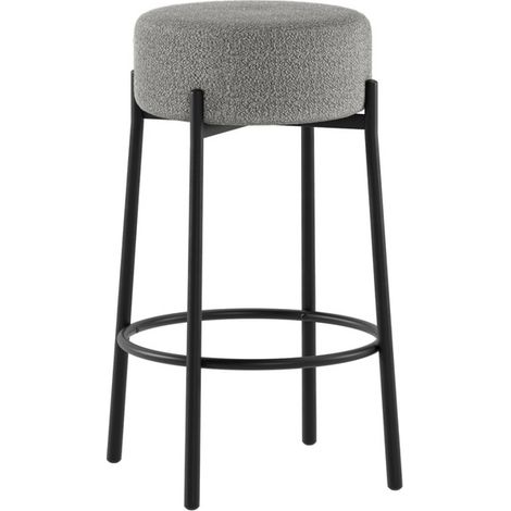 Sgabello Moderno Syd con Seduta in Tessuto Grigio Scuro e Struttura in Metallo Verniciato Nero - Design Contemporaneo 41x41x67cm (1/5)