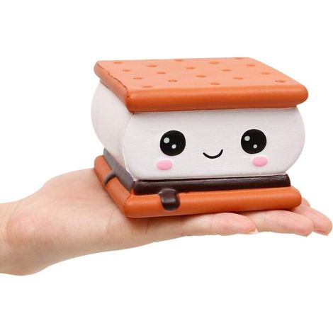 Squishies Smore Chocolat Sandwich Biscuit Slow Rising Squeeze Toys Stress Relief Kawaii Soft Gift Collection (1 pièce) (1/5)