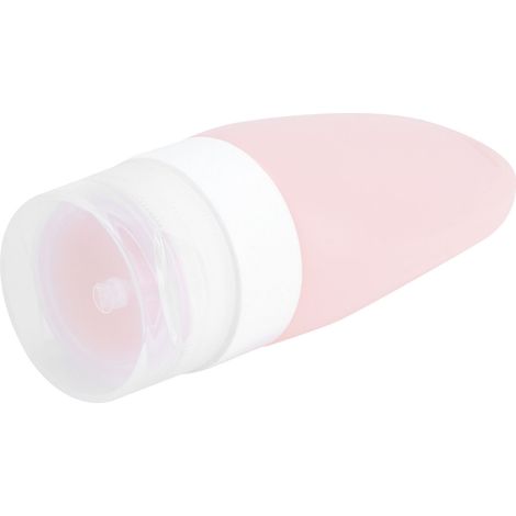 Flacon vide nomade en silicone pour shampoing lotion, récipient plein air randonnée et domicile rose (1/5)