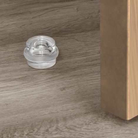 Emuca Lote de 6 topes para puertas adhesivos cilíndricos, fijación en el suelo, Plástico, Transparente (1/5)