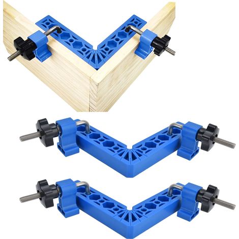 Règle d'angle à 90° pour le travail du bois, bloc de positionnement, pince d'angle pour le travail du bois, outils de travail du bois, règle de hauteur impériale/métrique, bleue. (1/5)