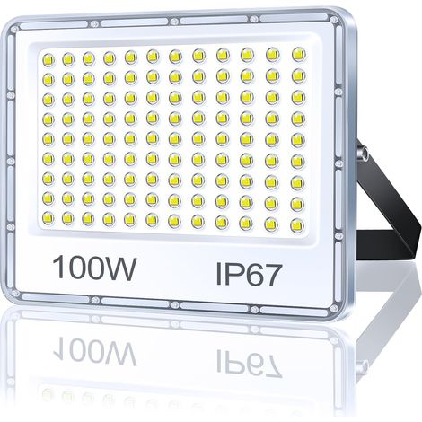 Projecteur LED Extérieur 100W 1 Pièce, 10000LM Spot LED Exterieur  6500K Blanc Froid Brillant Projecteur Exterieur, IP67 Étanche Lampe LED Exterieur Pour Terrasse, Jardin, Stade, Usine, Garage (1/5)