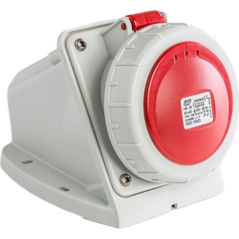 Socle de prise tétrapolaire 16A 3P+N+T – Étanche IP67 pour environnements humides – Montage mural – Compatible CEE