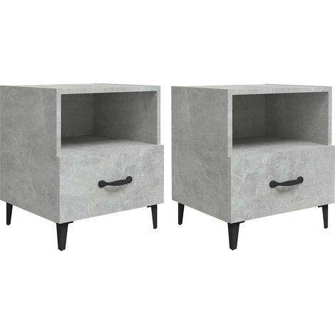 Maison Exclusive - Comodini 2 pz Grigio Cemento in Legno Multistrato (1/5)