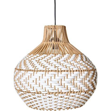 Lampadario con paralume in rattan e struttura in ferro Illuminazione in stile Boho Bianco Yauco