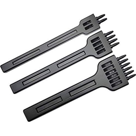 Ensemble De Poinons Pour Cuir - Acier Allié 2 4 6 Dents - Pour Ceintures Sacs Et Projets Diy - Lot De 3 Pièces (1/5)