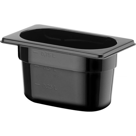 Gastronormbehälter GN 1/9 aus schwarzem Polycarbonat 176x162x100mm 1L Hendi 862827 (1/3)
