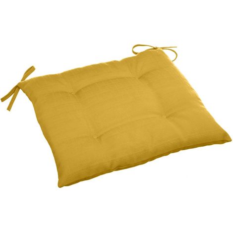 Cojín silla Cuadrado 4 puntos Korai Amarillo mostaza - 40 x 40 x 4 cm - Hespéride