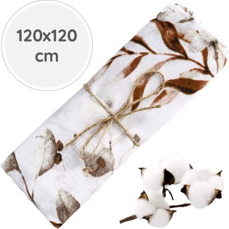 BabyU, Fascia in mussola per neonati, pannolino, delicata, 120x120 cm (1/5)