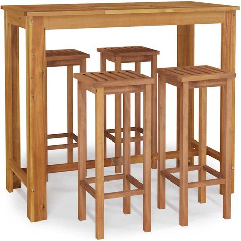 Maison Exclusive - Mesa y taburetes altos de jardín 5 pzas madera (1/5)