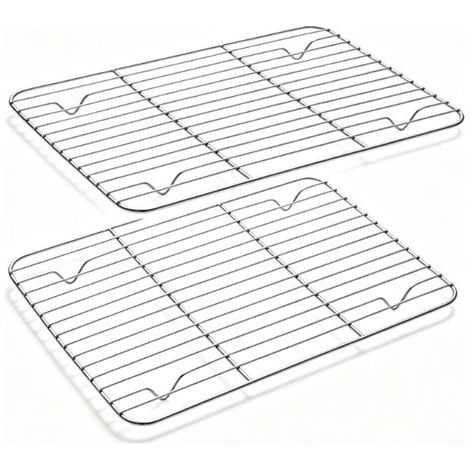 Zweiteiliges Backform-Set aus Edelstahl - mit Gitter (24,7 x 18,5 x 1,5 cm) - gesund, ungiftig, leicht zu reinigen, spülmaschinenfest. (1/5)