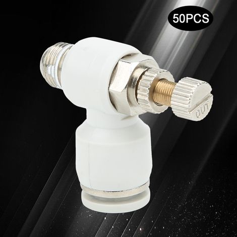 Soufflette Pneumatique 50 Pièces, Valve de Contrôle de Débit Blanc, Raccord Rapide SL8-01, Connecteur Durable pour Air Comprimé (1/5)